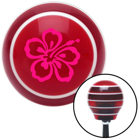 Pink Hawaiian Flower 7 Red Stripe Shift Knob with M16 x 15 Insert