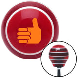 Orange Thumbs Up Red Stripe Shift Knob with M16 x 15 Insert
