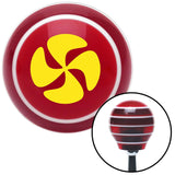 Yellow Swirling Fan Red Stripe Shift Knob with M16 x 15 Insert