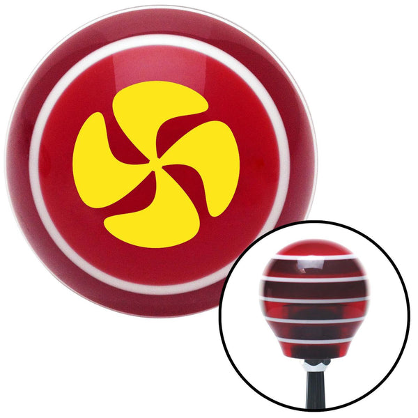 Yellow Swirling Fan Red Stripe Shift Knob with M16 x 15 Insert
