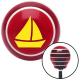 Yellow Sail Boat 2 Red Stripe Shift Knob with M16 x 15 Insert