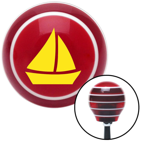 Yellow Sail Boat 2 Red Stripe Shift Knob with M16 x 15 Insert