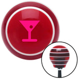 Pink Martini Glass w Olive Red Stripe Shift Knob with M16 x 15 Insert