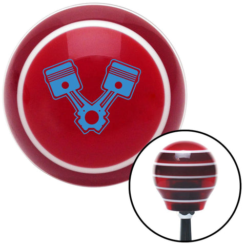 Blue 2 Pistons Red Stripe Shift Knob with M16 x 15 Insert