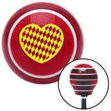 Yellow Checkered Heart Red Stripe Shift Knob with M16 x 15 Insert