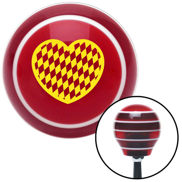 Yellow Checkered Heart Red Stripe Shift Knob with M16 x 15 Insert
