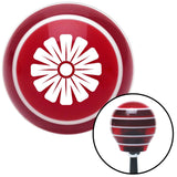 White Hawaiian Flower 1 Red Stripe Shift Knob with M16 x 15 Insert