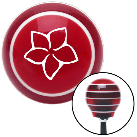 White Hawaiian Flower 10 Red Stripe Shift Knob with M16 x 15 Insert