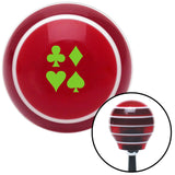Green Clubs Diamond Heart Spades Red Stripe Shift Knob with M16 x 15 Insert
