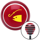 Yellow Hook n Fish Red Stripe Shift Knob with M16 x 15 Insert