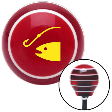Yellow Hook n Fish Red Stripe Shift Knob with M16 x 15 Insert