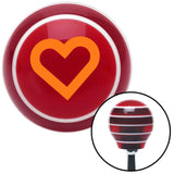 Orange Fat Outlined Heart Red Stripe Shift Knob with M16 x 15 Insert