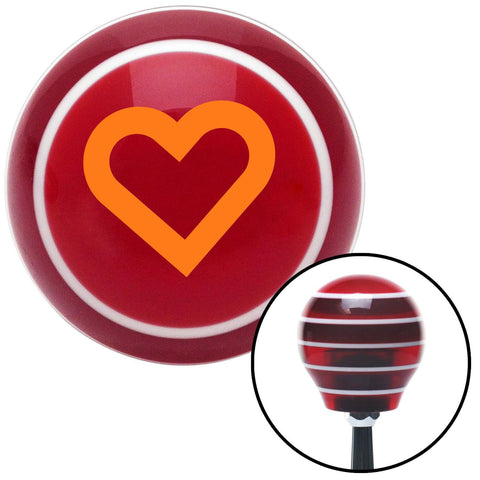 Orange Fat Outlined Heart Red Stripe Shift Knob with M16 x 15 Insert