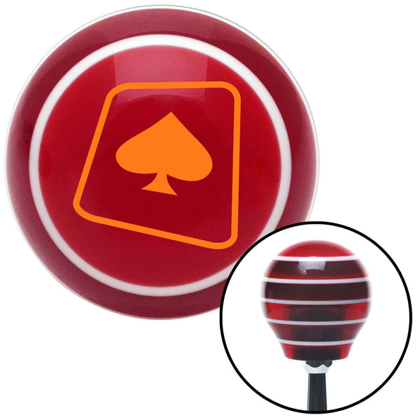 Orange Spade on a Card Red Stripe Shift Knob with M16 x 15 Insert