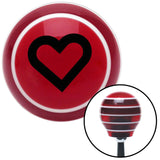 Black Fat Outlined Heart Red Stripe Shift Knob with M16 x 15 Insert