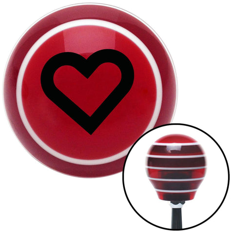 Black Fat Outlined Heart Red Stripe Shift Knob with M16 x 15 Insert