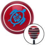 Blue Turtle w Flower Red Stripe Shift Knob with M16 x 15 Insert