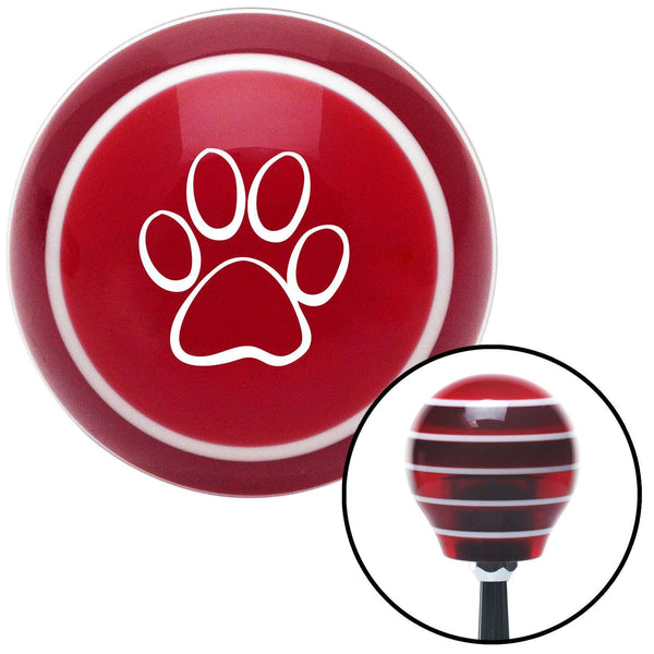 White Paw Print Outline Red Stripe Shift Knob with M16 x 15 Insert