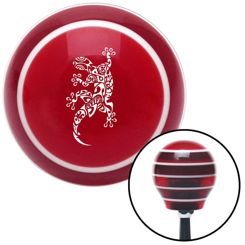 White Abstract Gecko Red Stripe Shift Knob with M16 x 15 Insert