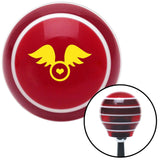 Yellow Flying Encased Heart Red Stripe Shift Knob with M16 x 15 Insert