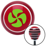 Green Swirling Fan Red Stripe Shift Knob with M16 x 15 Insert