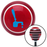 Blue Tap w a Drip Red Stripe Shift Knob with M16 x 15 Insert