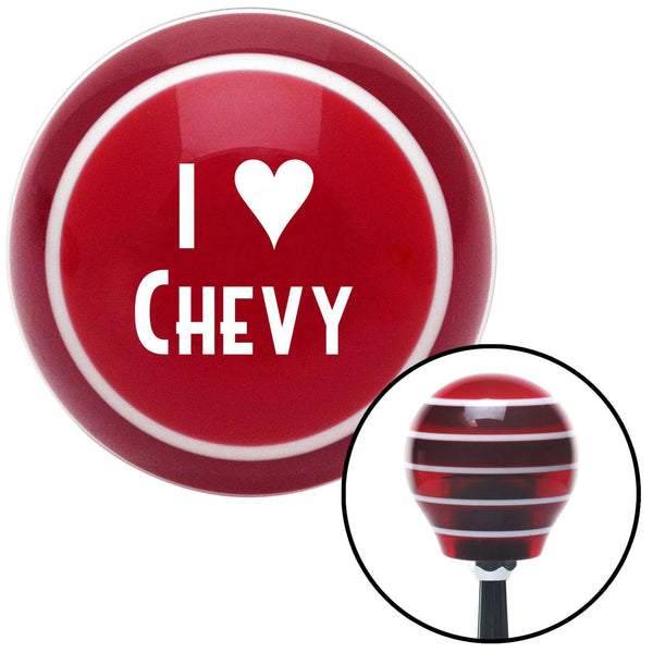 White I 3 CHEVY Red Stripe Shift Knob with M16 x 15 Insert