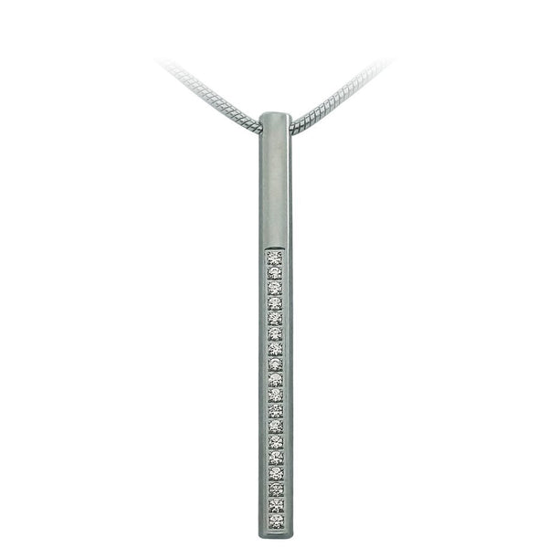 B.Tiff Pavé II Stainless Steel Bar Pendant