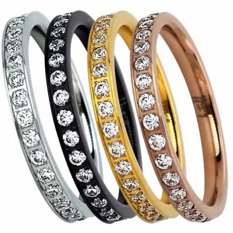 BTiff Brighter than Diamond Eternity Ring Black Gold Steel Rose Gold