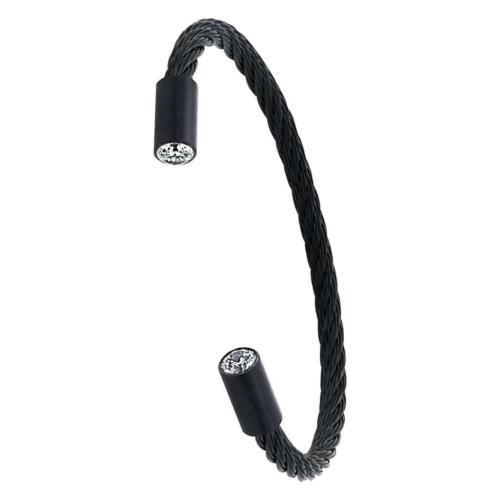 BTiff Signity Star End Brighter than Diamond Stainless Steel Cuff Bangle Bracelet