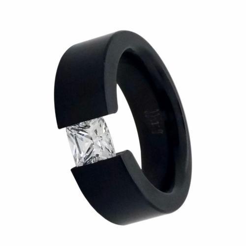 B.Tiff Signity Star Brighter than Diamond Anodized Titanium Tension Set Malfinia 1Ct Ring