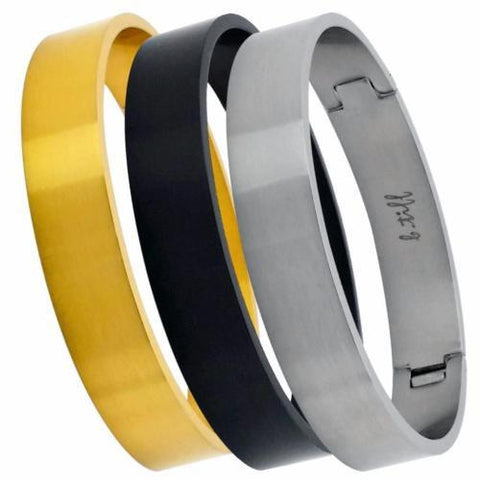 BTiff Wide Matte Finished Bangle Bracelet Gold, Black, Steel, Small, Med, Large