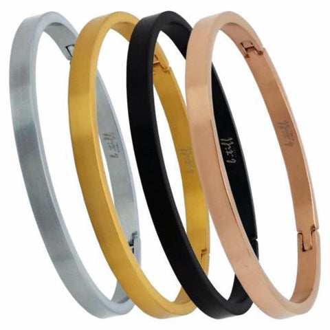 BTiff Matte Finished Bangle Bracelet Gold Black Steel Rose Gold SM Med Lg