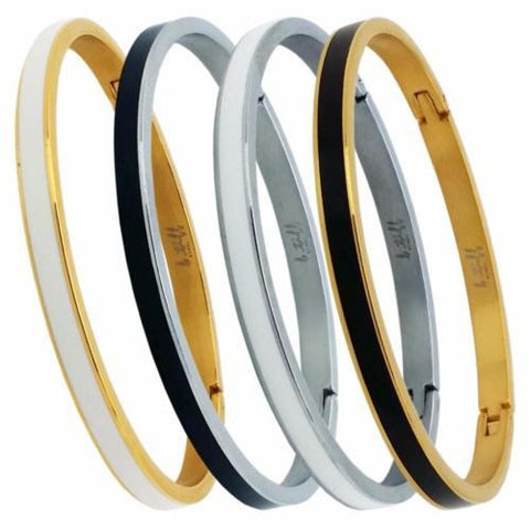 BTiff Enamel Inset Bangle Bracelet Gold Plated Small, Med, Large