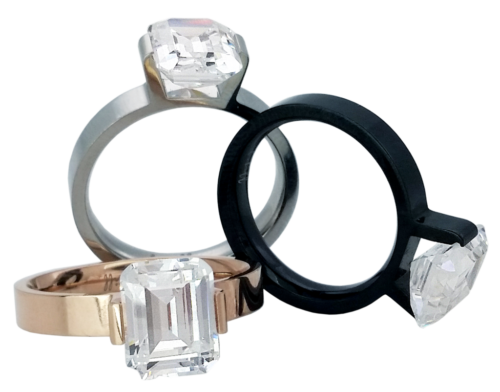 BTiff Brighter than Diamond 2ct Emerald Cut Tension Set Solitaire Ring