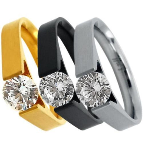 BTiff Brighter than Diamond .75Ct Round Tension Set Solitaire Ring Sz 4-9