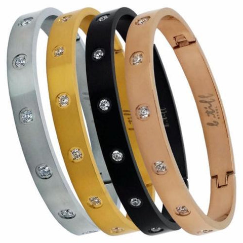BTiff Signity Star Bangle Bracelet Black, Gold, Rose Gold, Steel, Small, Med, Large