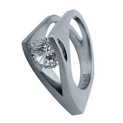 BTiff Signity Star Brighter than Diamond Tension Set Stainless Steel 2Ct Ring