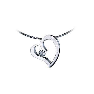 BTiff Signity Star Brighter than Diamond Tension Set Steel Heart Pendant