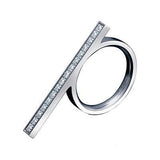 BTiff Signity Star Brighter than Diamond Pave Set Steel Straight Bar RIng 16 Stones