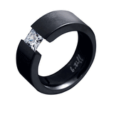 B.Tiff Signity Star Brighter than Diamond Anodized Titanium Tension Set Malfinia 1Ct Ring