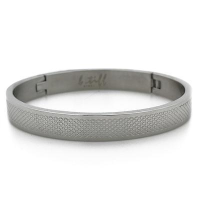 B.Tiff Cross Hatch Bangle Bracelet Stainless Steel Sizes for Perfect Fit BG800B