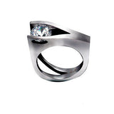 BTiff Signity Star Brighter than Diamond Tension Set Stainless Steel 2Ct Ring