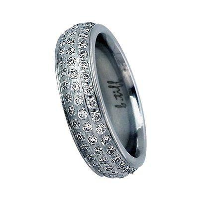 BTiff Signity Star Brighter than Diamond Pave Set 3 Row Eternity Ring 130 Stones