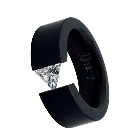 BTiff Signity Star Brighter than Diamond Anodized Titanium Tension Set Malfinia Ring 1 Ct