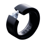 BTiff Signity Star Brighter than Diamond Anodized Titanium Tension Set Malfinia Ring 1 Ct