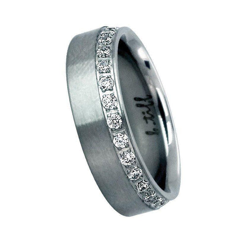 B.Tiff Signity Star Brighter than Diamond Pave Set Steel Offset Eternity RIng