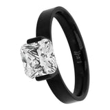 B.Tiff "The Asscher" Black Steel Ring