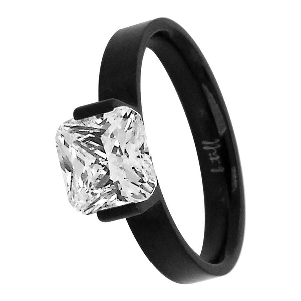 B.Tiff "The Asscher" Black Steel Ring