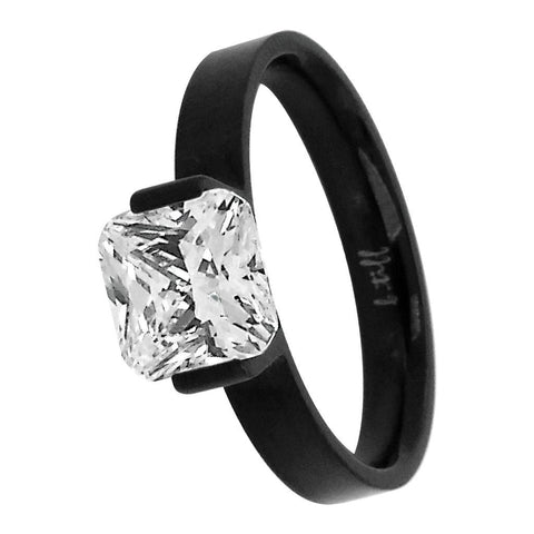 B.Tiff "The Asscher" Black Steel Ring